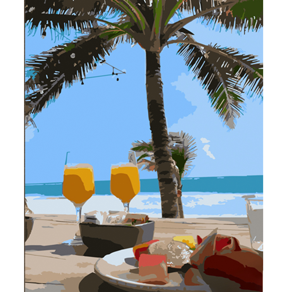 Paint by numbers Strateg PREMIUM Vacation in Bali size 40x50 cm (HH010)