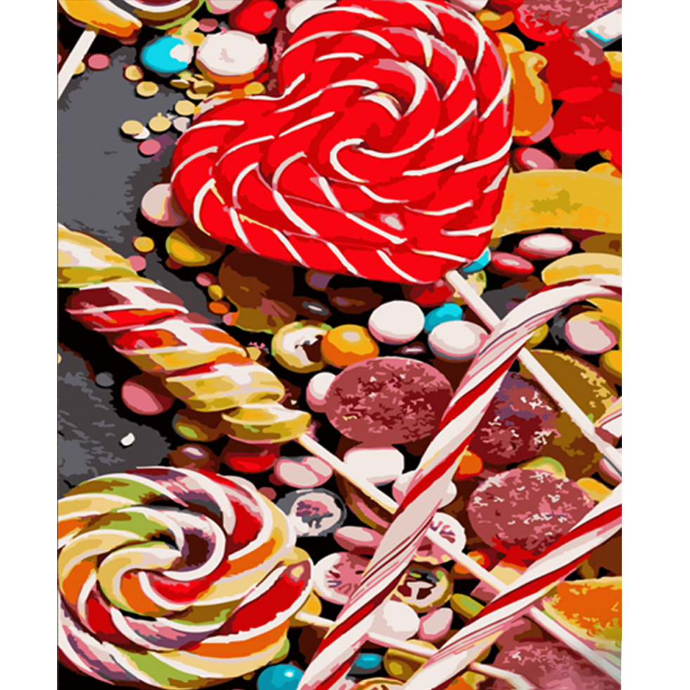 Paint by numbers Strateg PREMIUM Sweet lollipops size 40x50 cm (HH030)