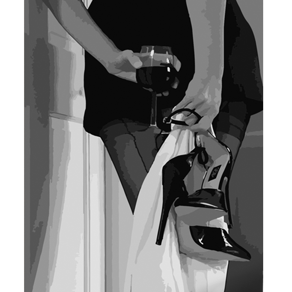 Картина за номерами Strateg ПРЕМІУМ Жінка з келихом вина розміром 40х50 см (HH039)