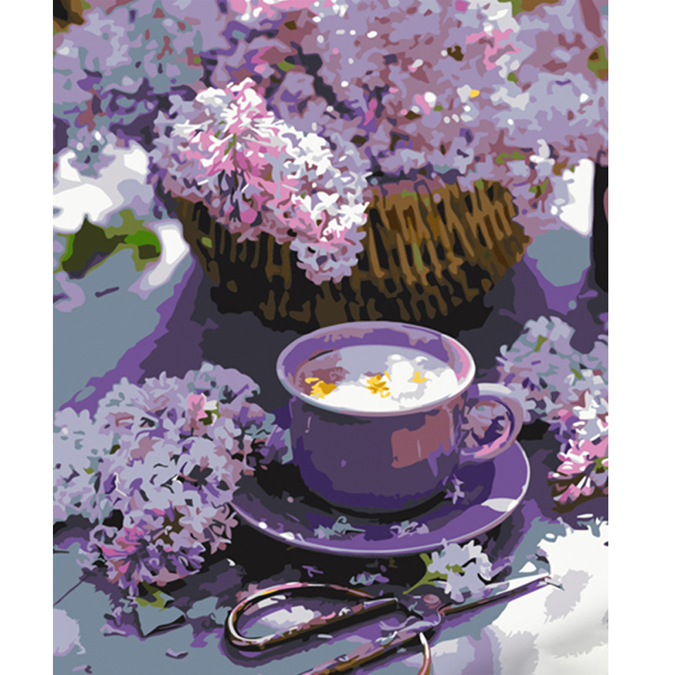 Paint by numbers Strateg PREMIUM Lilac basket size 40x50 cm (HH065)