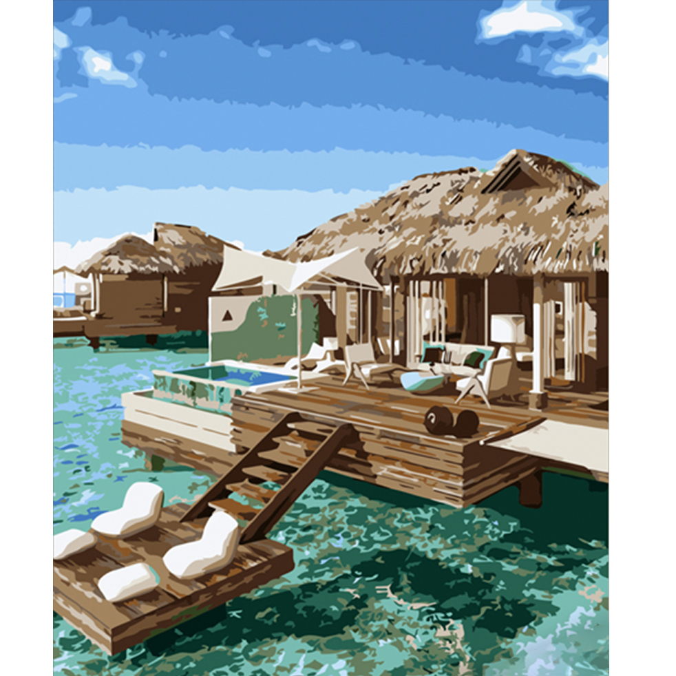 Paint by numbers Strateg PREMIUM Maldives size 40x50 cm (HH086)