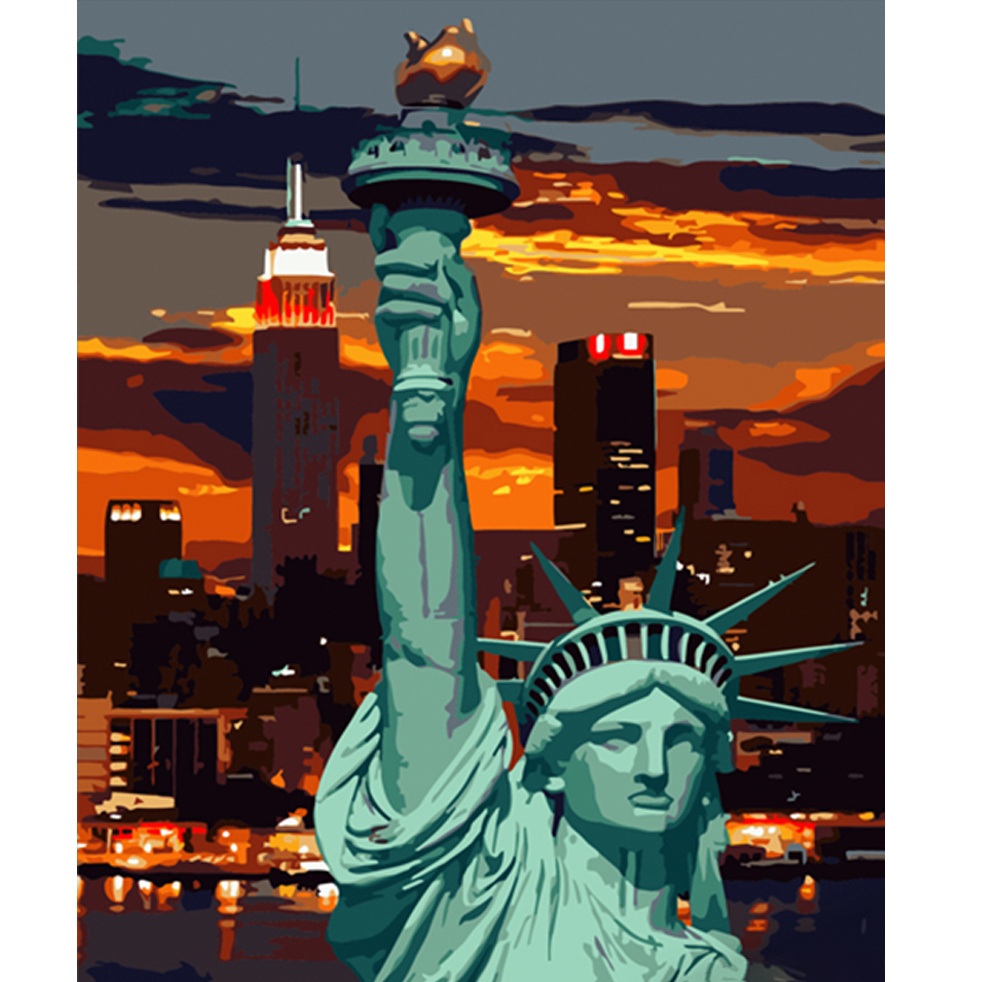 Картина за номерами Strateg ПРЕМІУМ Статуя Свободи розміром 40х50 см (HH087)