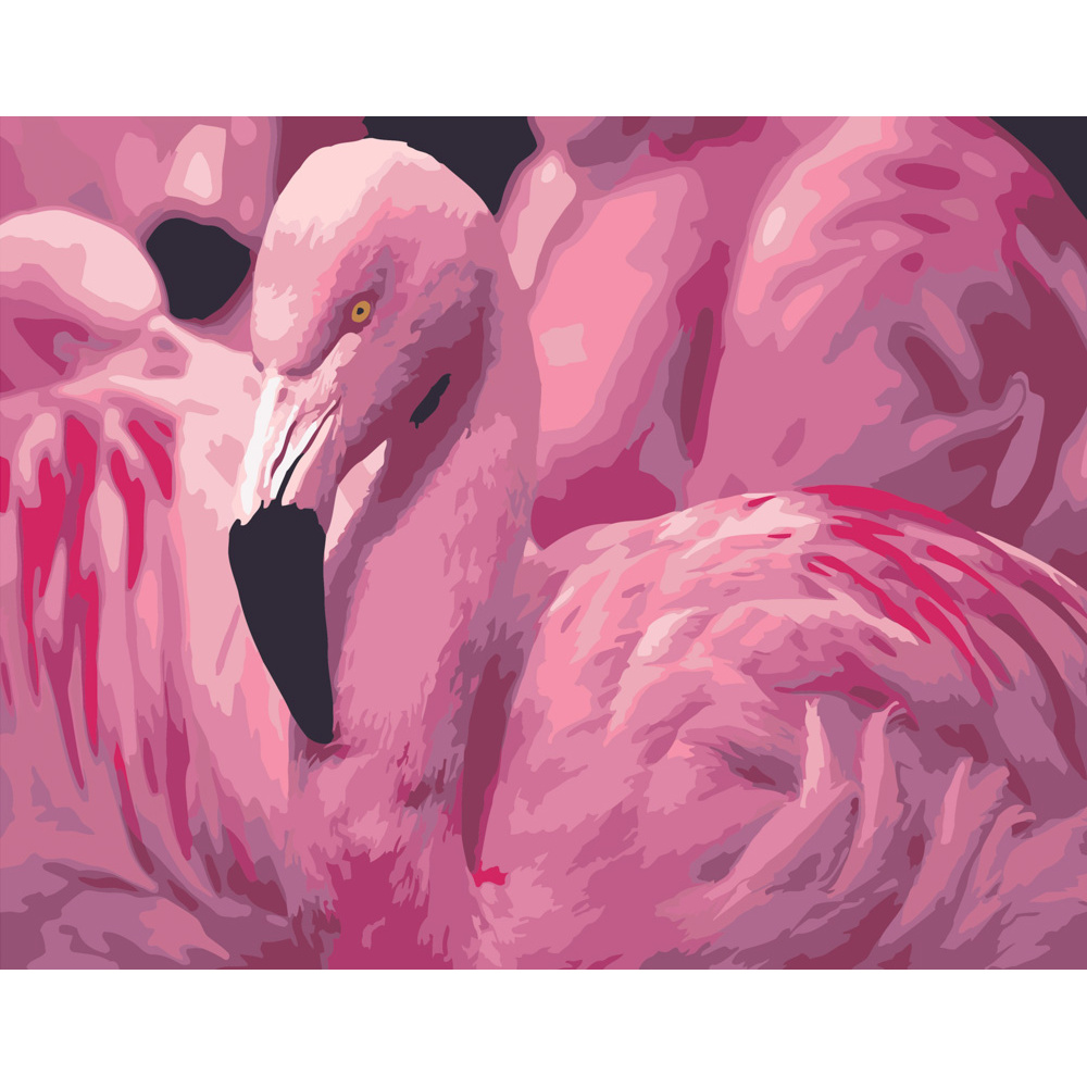 Картина за номерами Strateg ПРЕМІУМ Рожевий фламінго розміром 40х50 см (DY229)