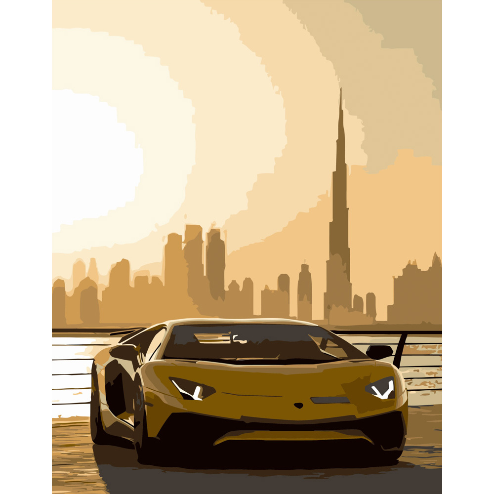 Картина за номерами Strateg ПРЕМІУМ Авто в Дубаї розміром 40х50 см (DY239)