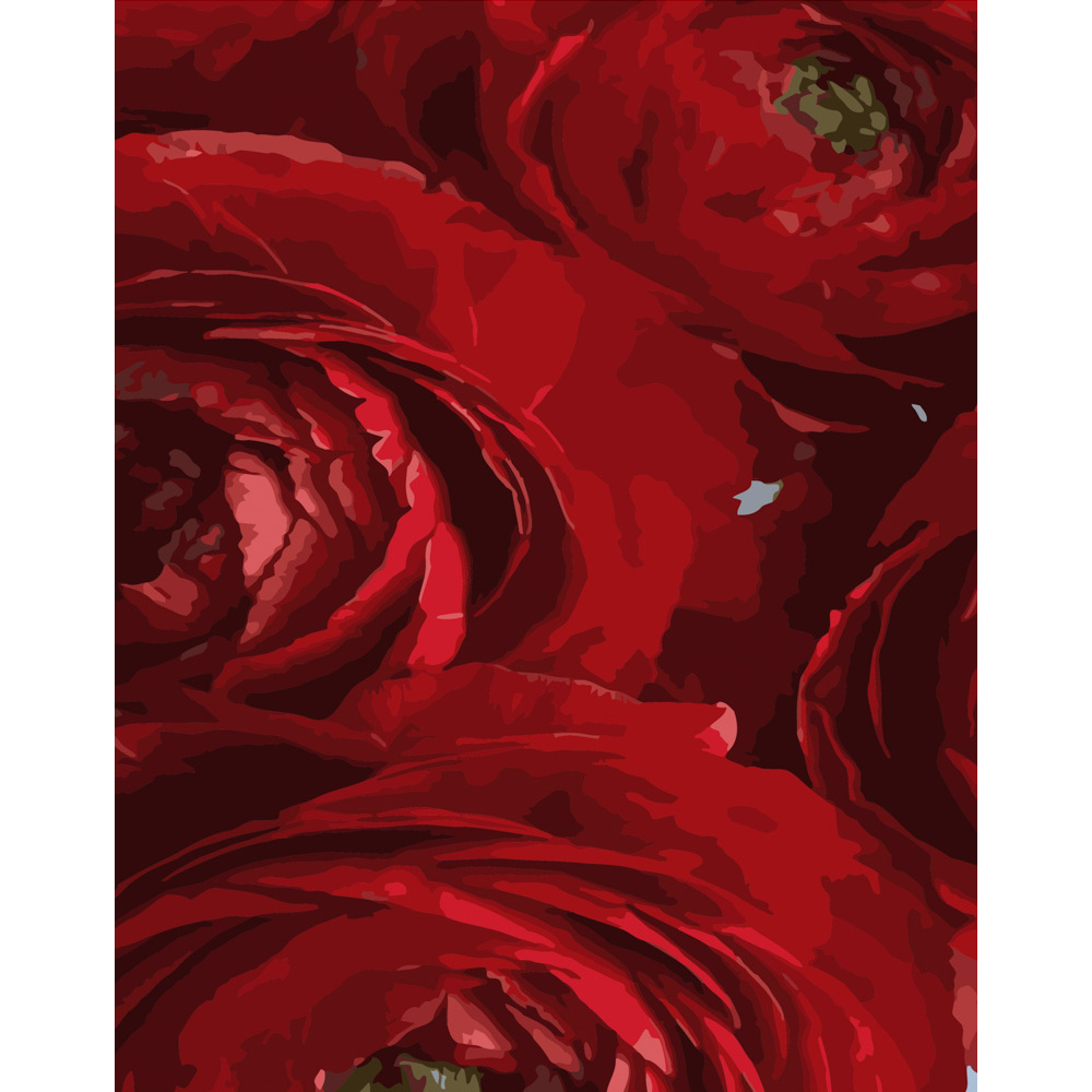 Картина за номерами Strateg ПРЕМІУМ Червоні квіти розміром 40х50 см (DY258)