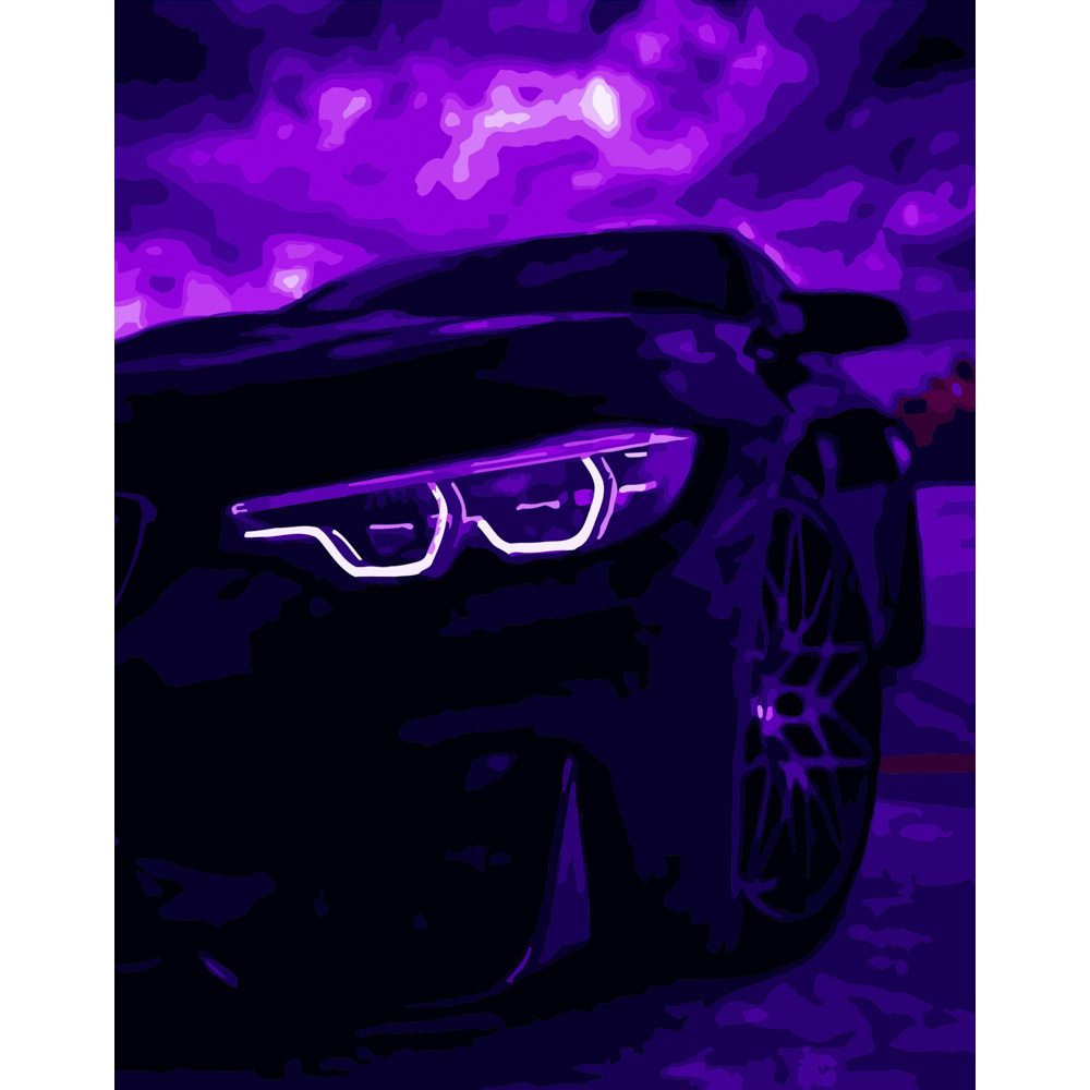 Paint by numbers Strateg PREMIUM Headlight in purple light size 40x50 cm (DY280)