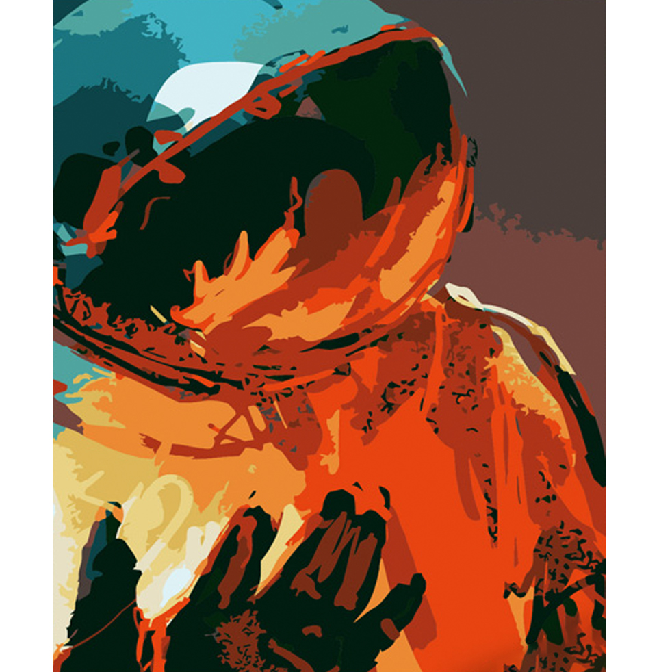 Картина за номерами Strateg ПРЕМІУМ Космонавт абстракція розміром 40х50 см (DY309)