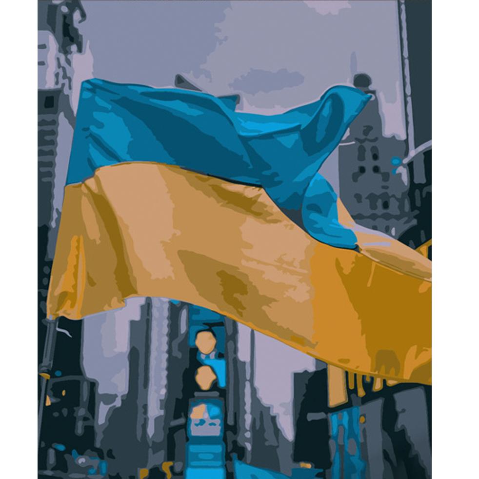 Картина за номерами Strateg ПРЕМІУМ Прапор України розміром 40х50 см (DY317)