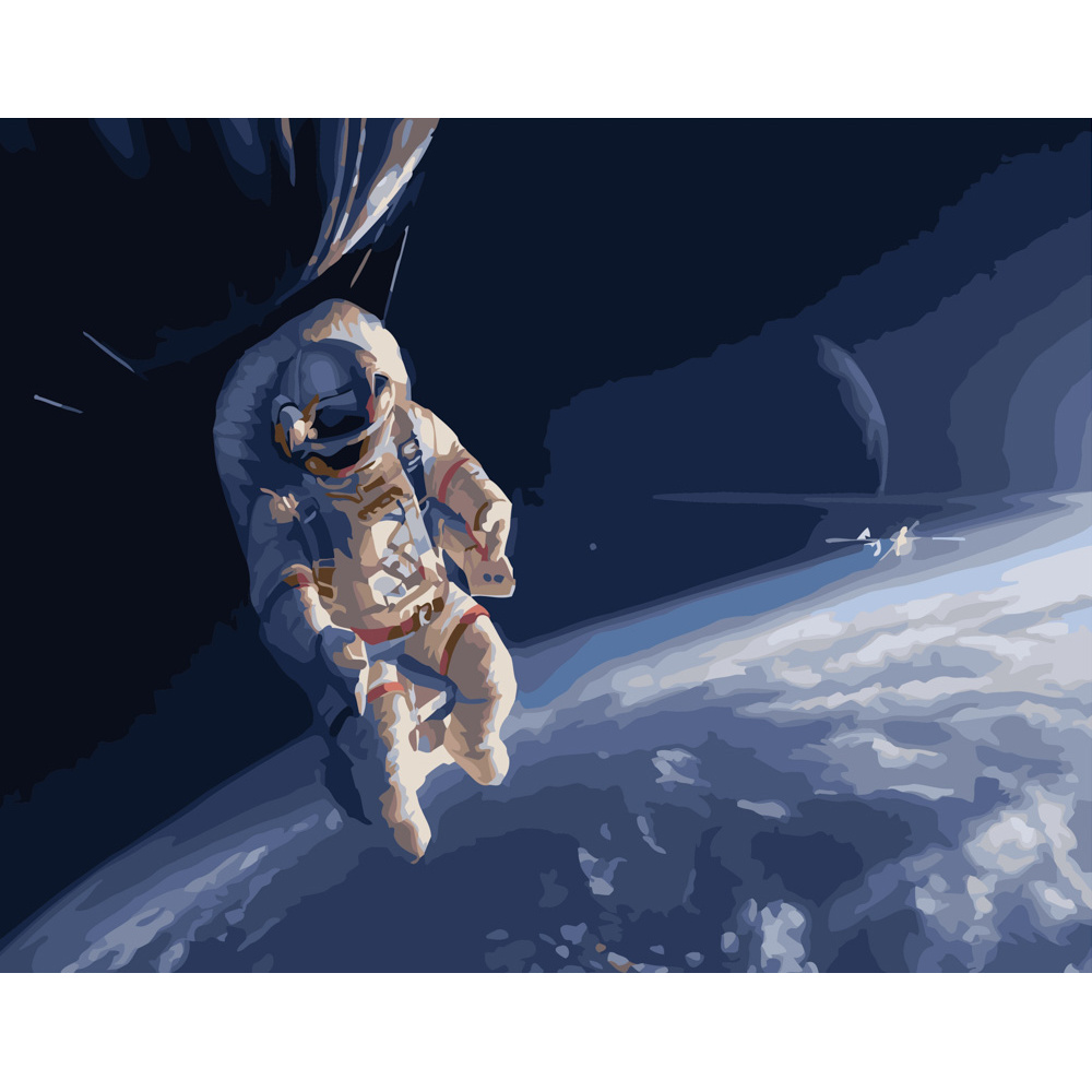 Картина за номерами Strateg ПРЕМІУМ Космонавт у галактиці розміром 40х50 см (GS362)