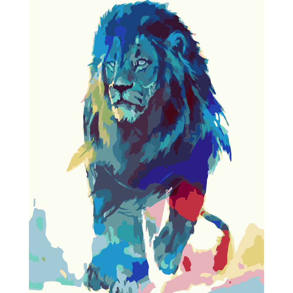 Картина за номерами Strateg ПРЕМІУМ Акварельний лев розміром 40х50 см (GS374)