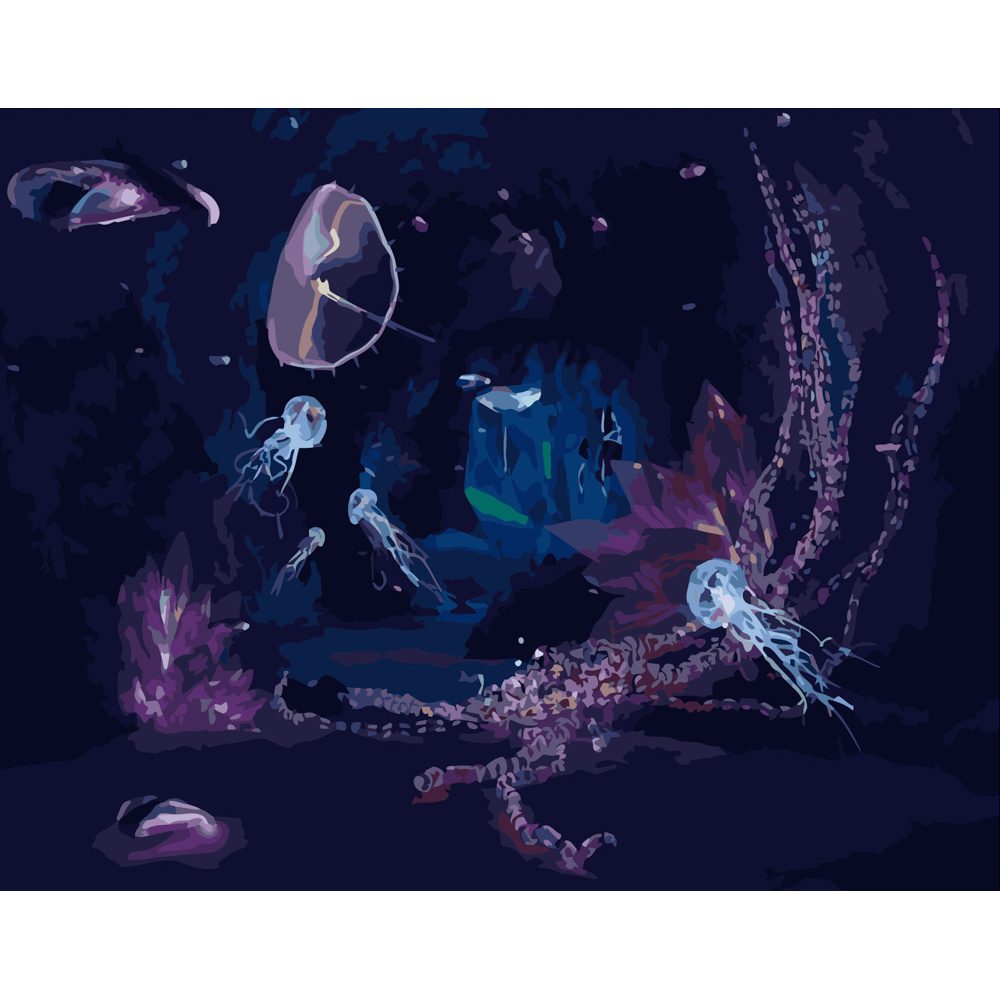 Картина за номерами Strateg ПРЕМІУМ Таємничий підводний світ розміром 40х50 см (GS385)