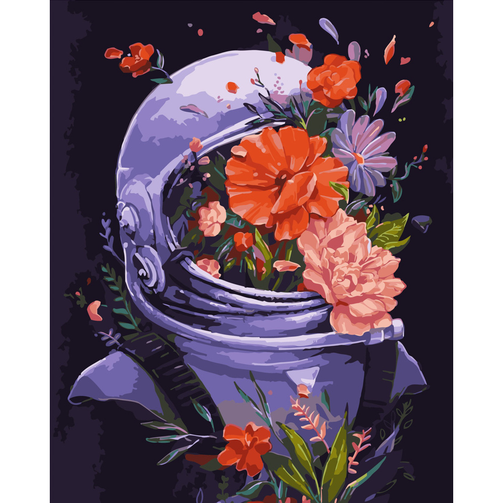 Картина за номерами Strateg ПРЕМІУМ Космічні квіти розміром 40х50 см (GS419)