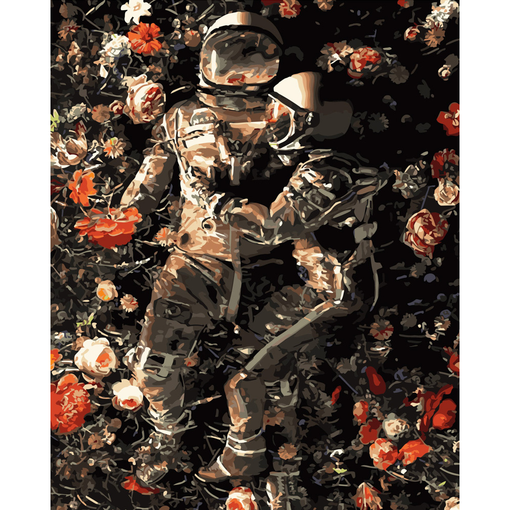 Картина за номерами Strateg ПРЕМІУМ Романтика космонавтів розміром 40х50 см (GS424)