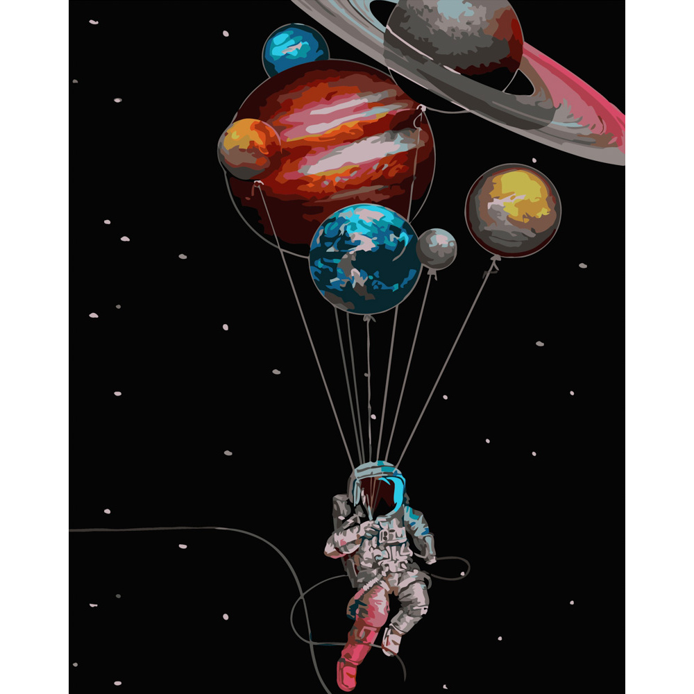 Картина за номерами Strateg ПРЕМІУМ Підкорювач космосу розміром 40х50 см (GS431)
