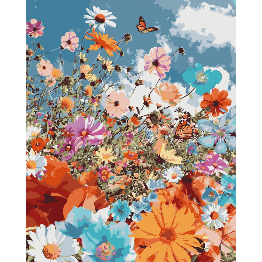 Картина за номерами Strateg ПРЕМІУМ Квіткове поле розміром 40х50 см (GS432)