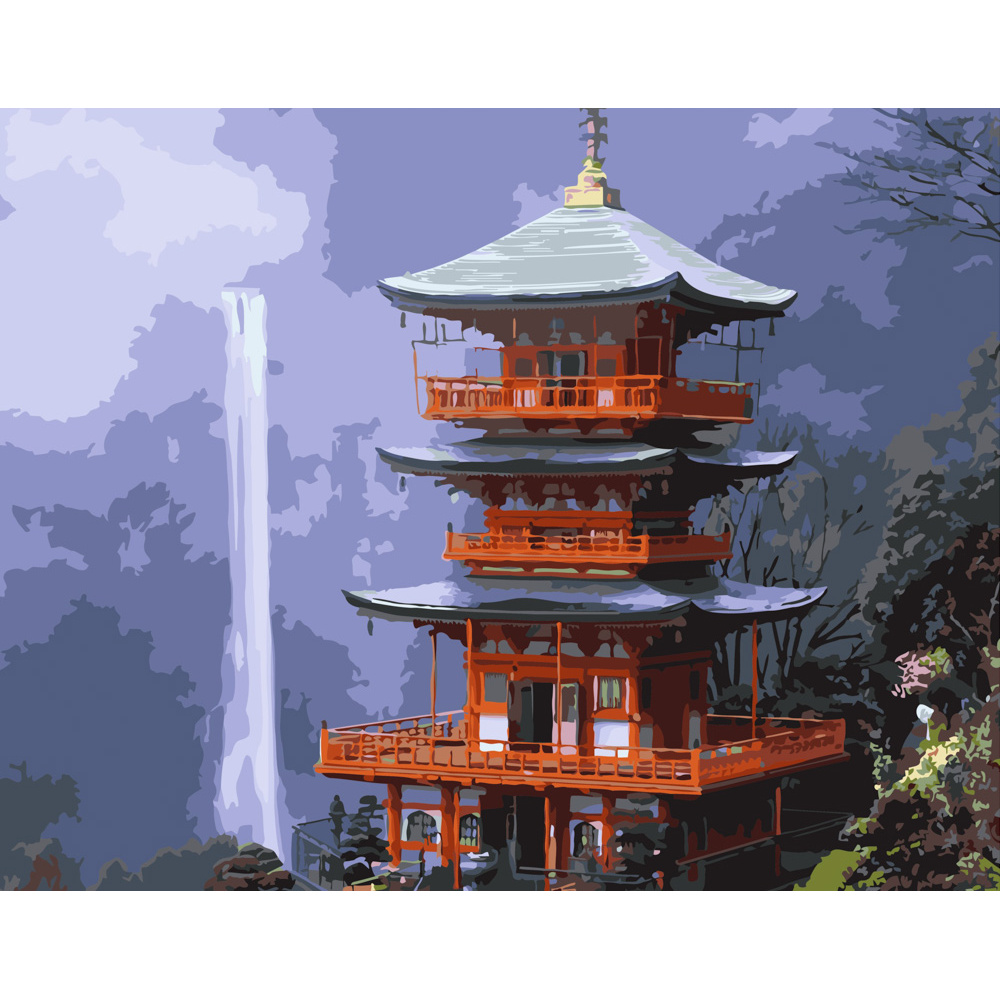 Paint by numbers Strateg PREMIUM Shinto temple size 40x50 cm (GS442)