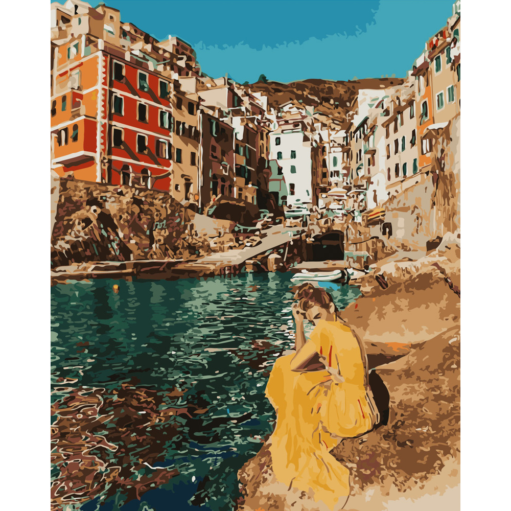 Paint by numbers Strateg PREMIUM A picturesque bay size 40x50 cm (GS448)
