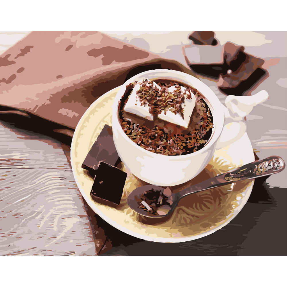 Картина за номерами Strateg ПРЕМІУМ Кава з шоколадом розміром 40х50 см (GS453)