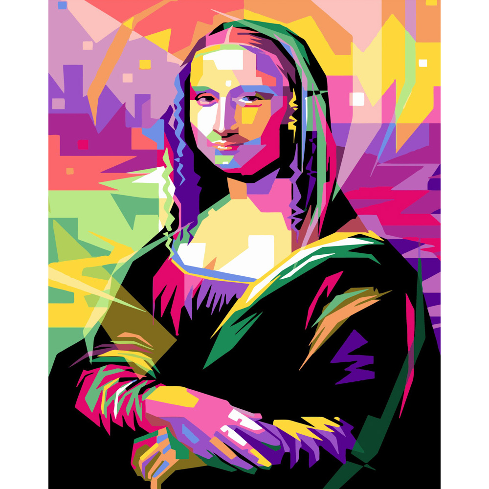 Картина за номерами Strateg ПРЕМІУМ Поп-арт Мона Ліза розміром 40х50 см (GS463)