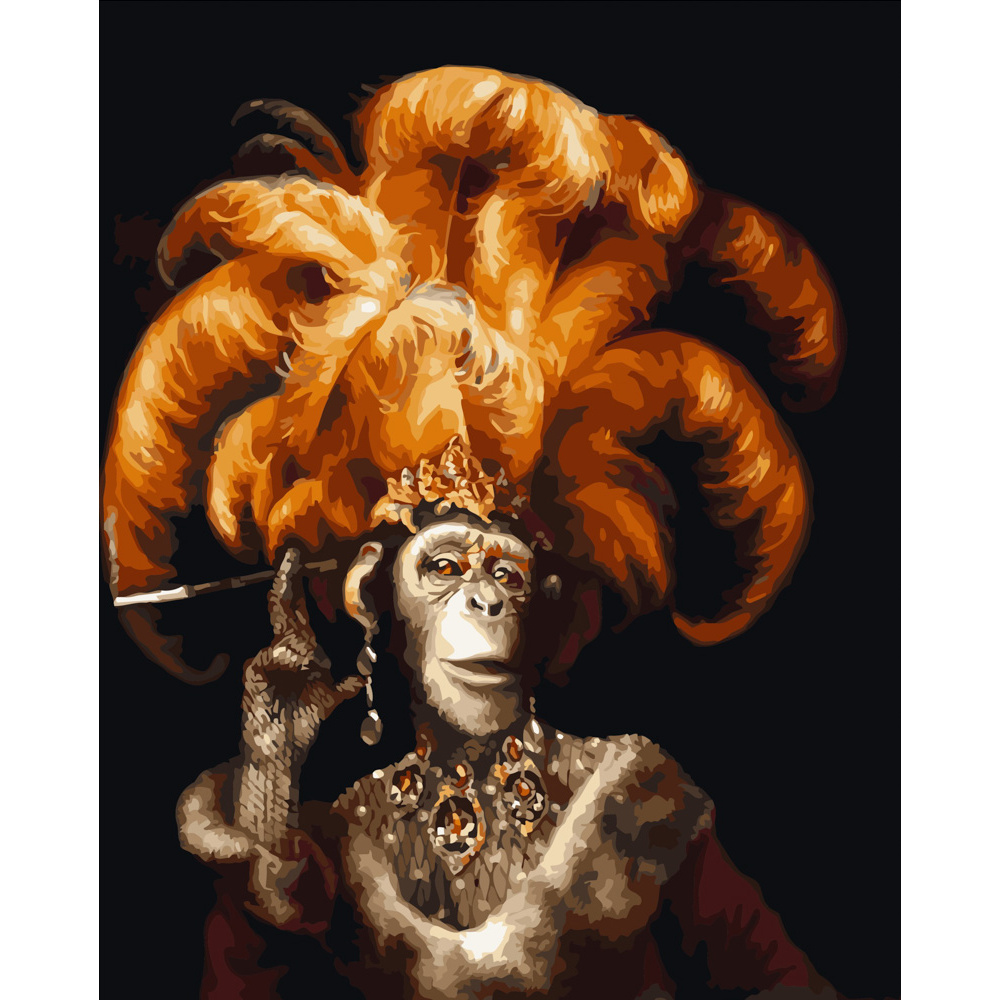 Картина за номерами Strateg ПРЕМІУМ Вінтажна мавпа розміром 40х50 см (GS466)