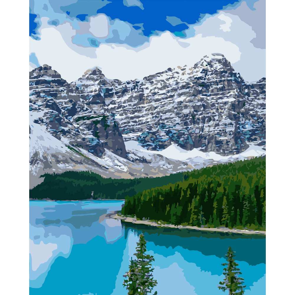 Картина за номерами Strateg ПРЕМІУМ Блакитне гірське озеро розміром 40х50 см (GS476)