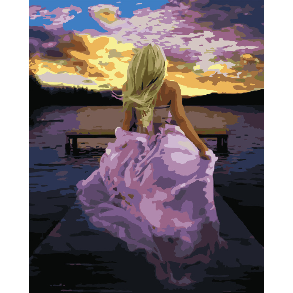 Paint by numbers Strateg PREMIUM Pink evening size 40x50 cm (GS509)