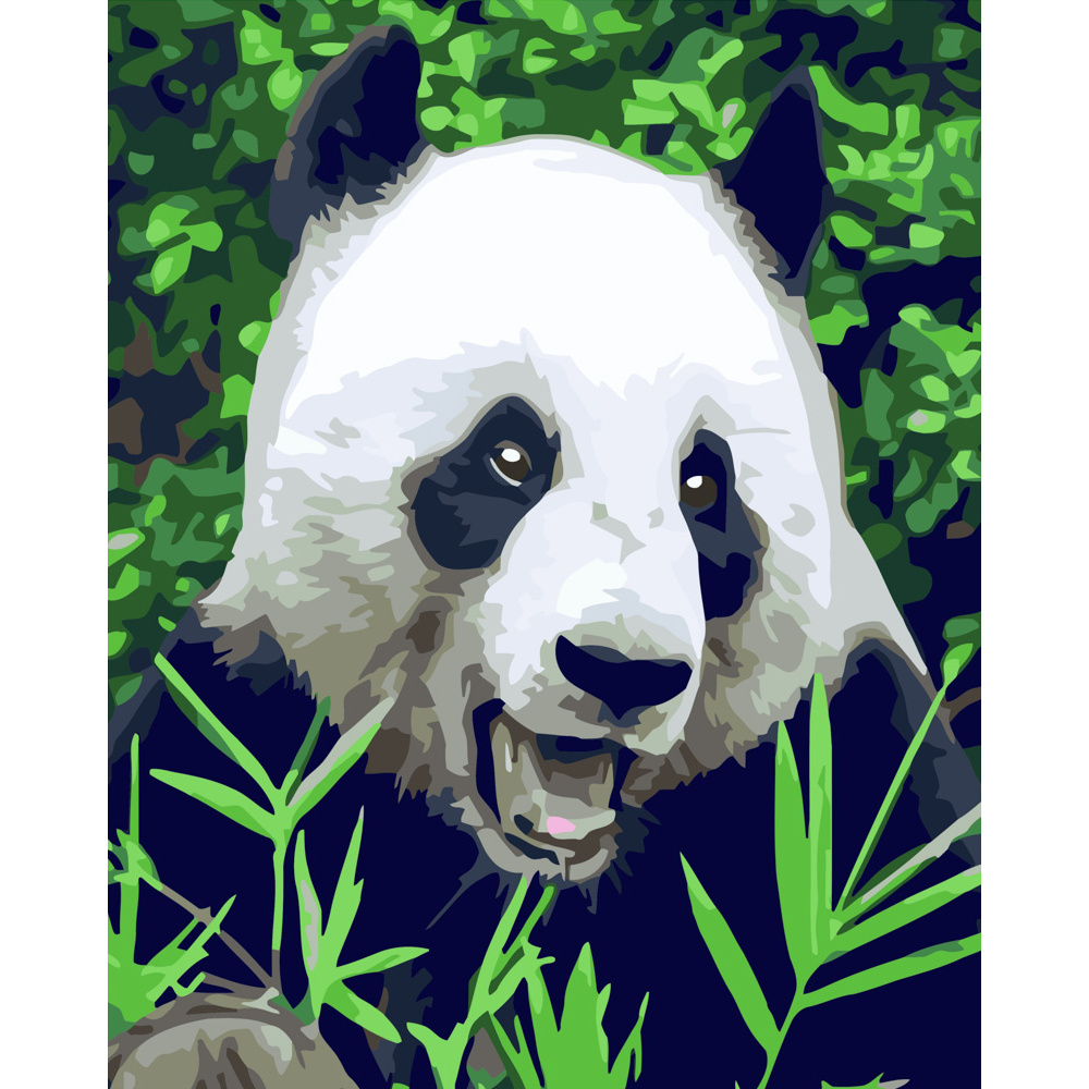 Картина за номерами Strateg ПРЕМІУМ Голодна панда розміром 40х50 см (GS517)