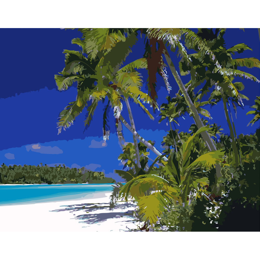 Картина за номерами Strateg ПРЕМІУМ Пляж на Мальдівах розміром 40х50 см (GS521)