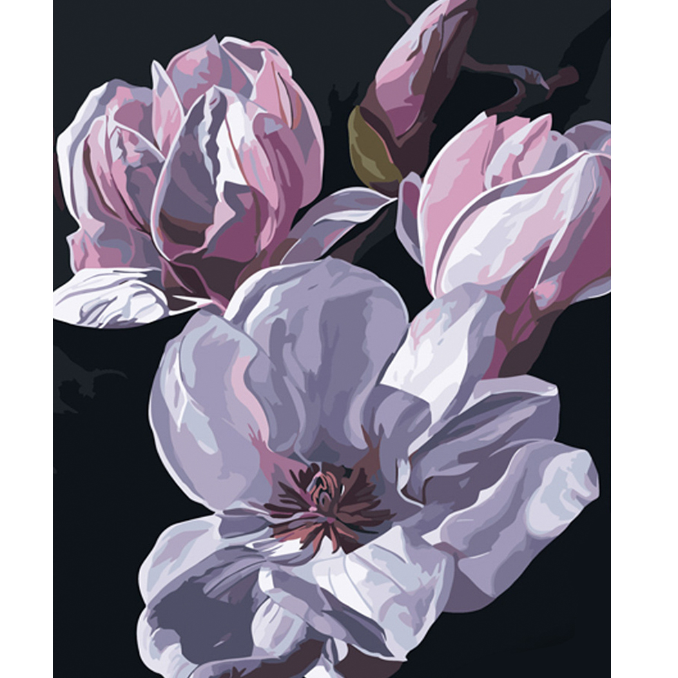 Malen nach Zahlen Strateg PREMIUM Rosa Magnolie Größe 40x50 cm (GS555)
