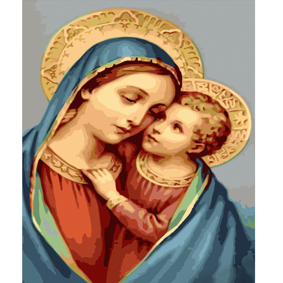 Картина за номерами Strateg ПРЕМІУМ Марія і Ісус розміром 40х50 см (GS560)
