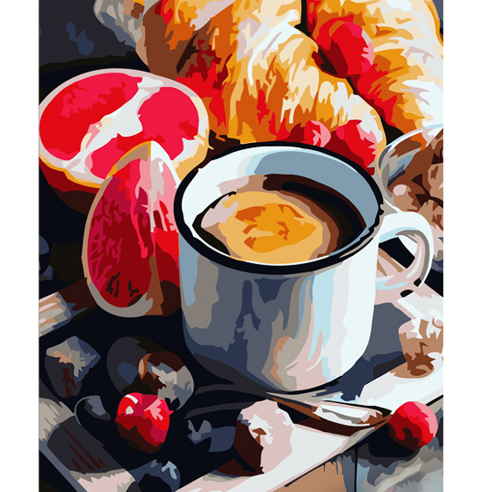 Paint by numbers Strateg PREMIUM Morning still life size 40x50 cm (GS567)