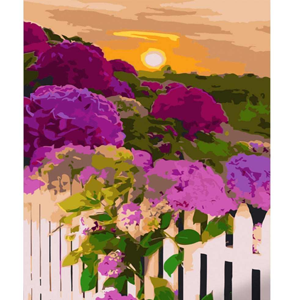 Paint by numbers Strateg PREMIUM Lilac at sunset size 40x50 cm (GS576)