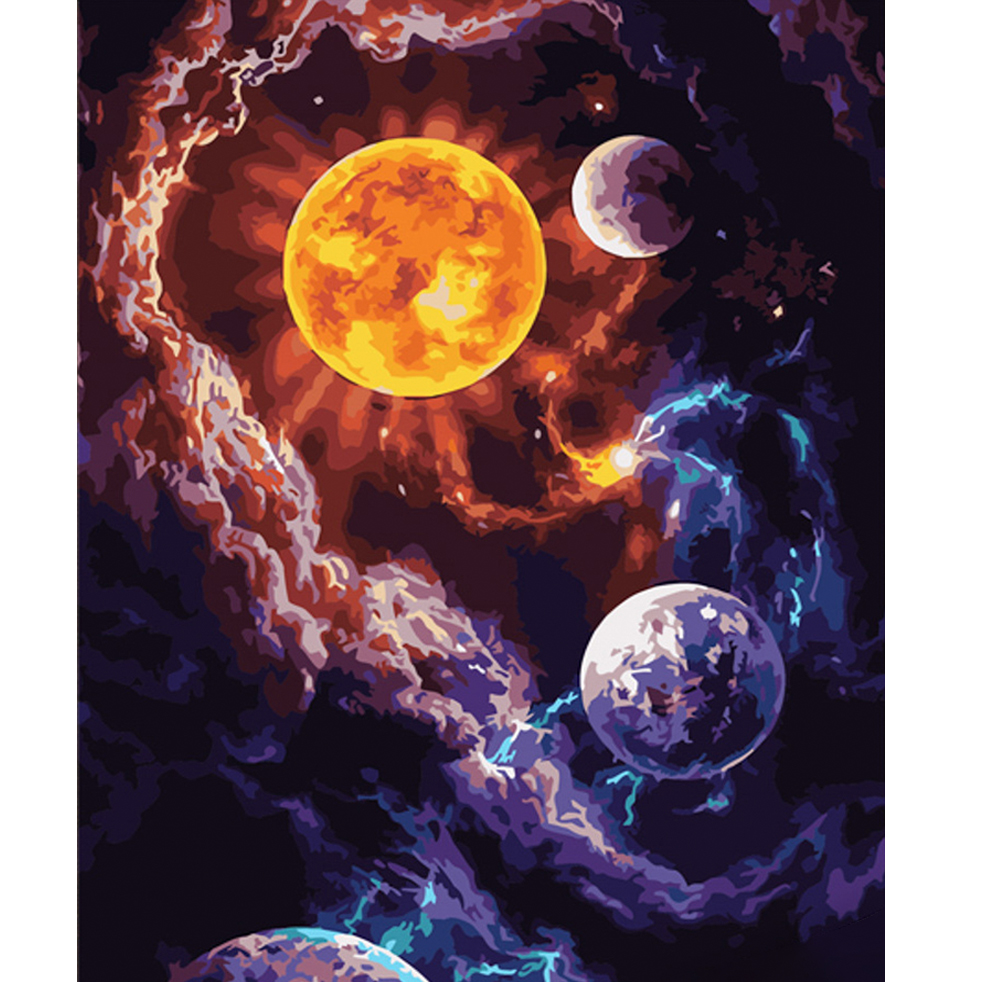 Paint by numbers Strateg PREMIUM Solar system size 40x50 cm (GS579)