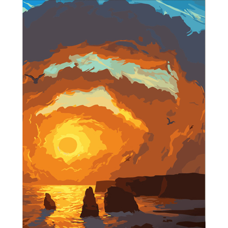 Paint by number Strateg PREMIUM Evening ocean size 40x50 cm (GS570)