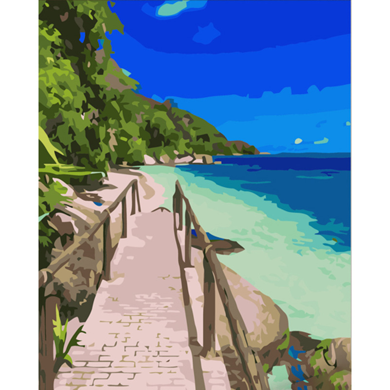 Paint by number Strateg PREMIUM Bridge to the beach size 40x50 cm (GS587)