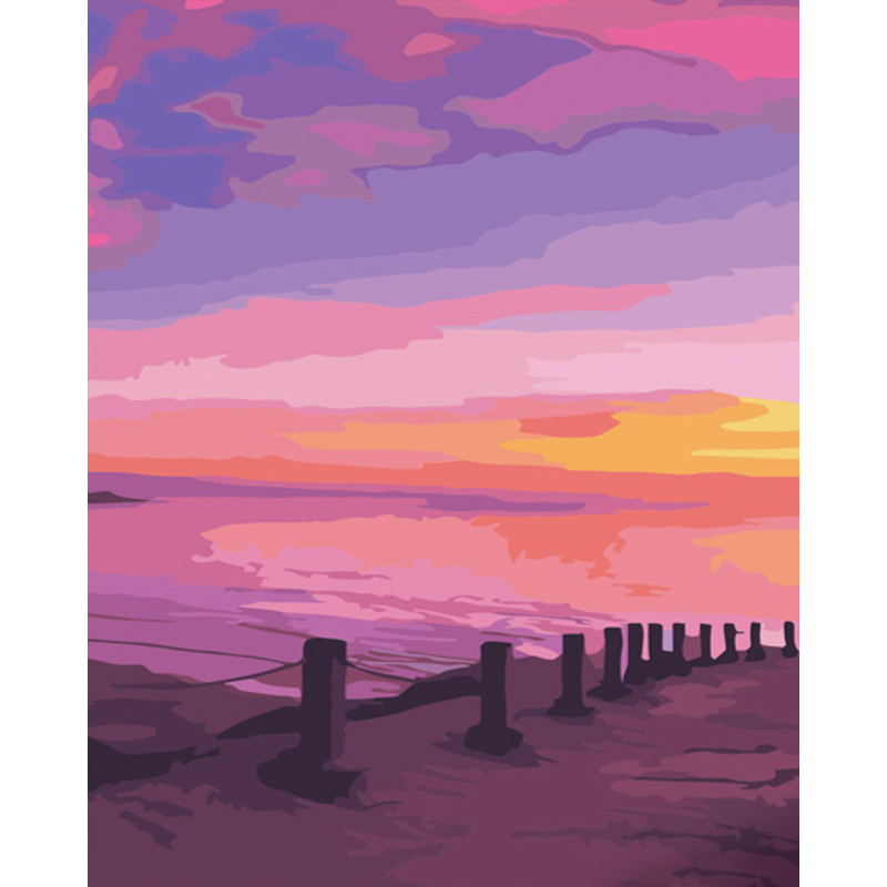 Paint by number Strateg PREMIUM Pink sunset size 40x50 cm (GS601)