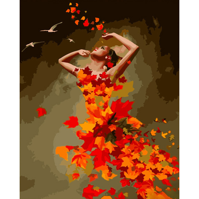 Картина по номерам Strateg ПРЕМИУМ Осенняя девушка размером 40х50 см (GS612)