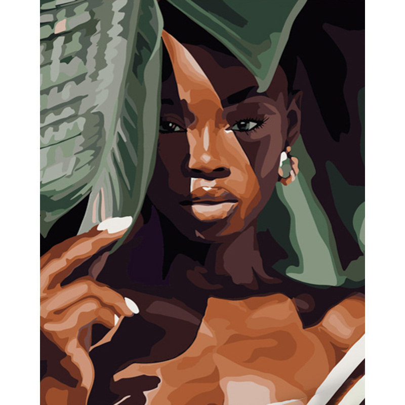 Картина за номерами Strateg ПРЕМІУМ Африканська красуня 2 розміром 40х50 см (GS620)
