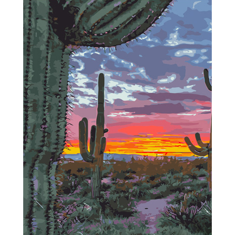 Картина за номерами Strateg ПРЕМІУМ Захід сонця в Техасі розміром 40х50 см (GS628)