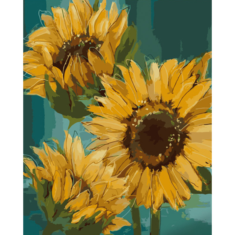 Malen nach Zahlen Strateg PREMIUM Sonnenblumen Größe 40x50 cm (GS629)