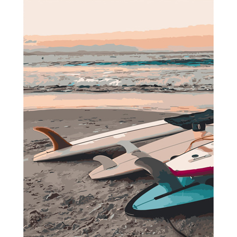 Paint by number Strateg PREMIUM Preparation for surfing size 40x50 cm (GS630)