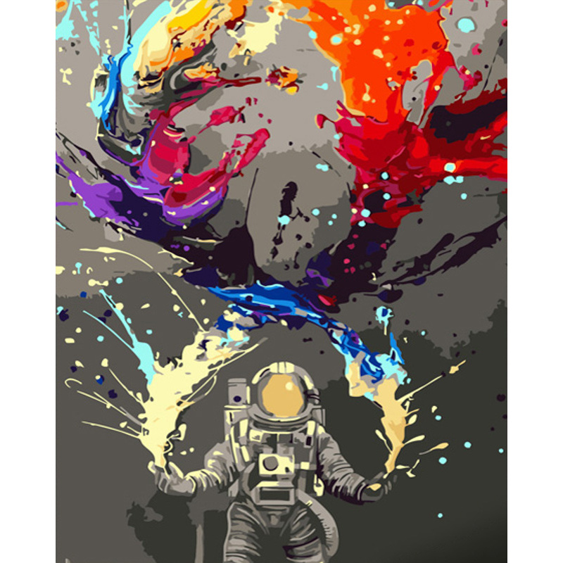 Paint by number Strateg PREMIUM Astronaut with paints size 40x50 cm (GS649)