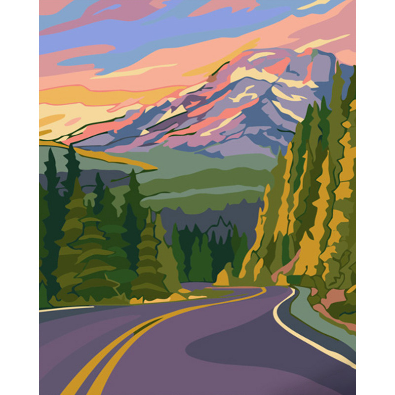 Paint by number Strateg PREMIUM The road to the mountains size 40x50 cm (GS659)