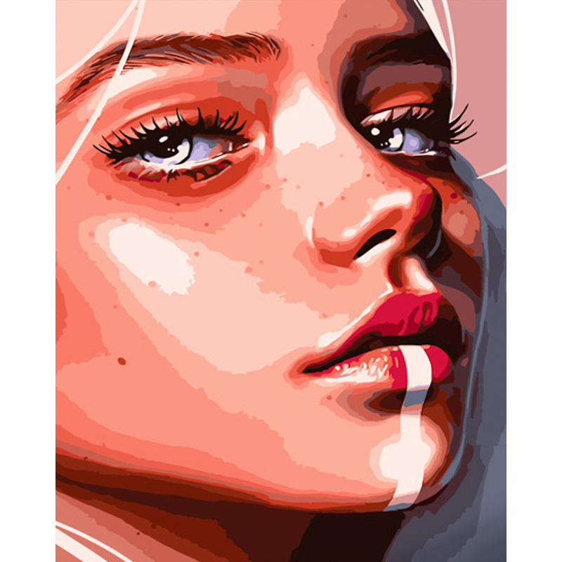 Paint by number Strateg PREMIUM A white line on the lips size 40x50 cm (GS661)