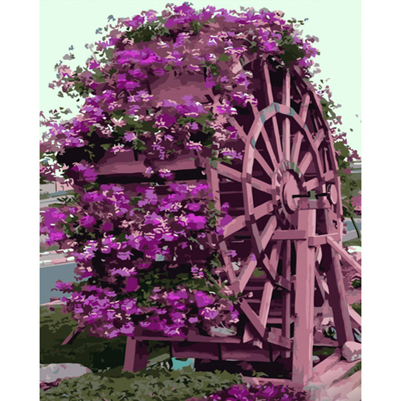 Paint by number Strateg PREMIUM Wheel of flowers size 40x50 cm (GS672)