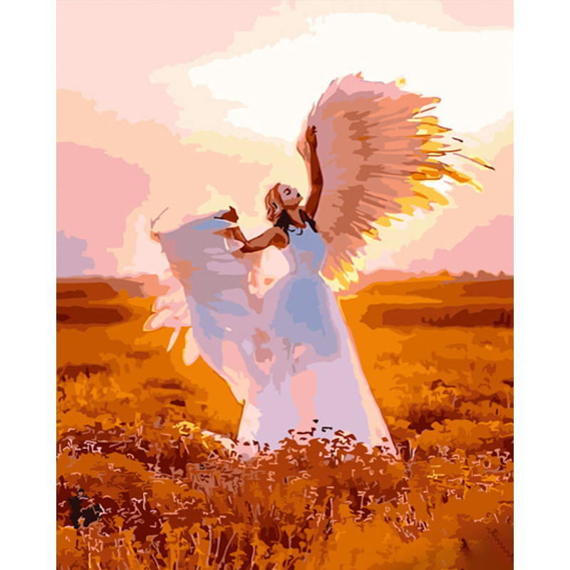 Картина за номерами Strateg ПРЕМІУМ Небесний янгол розміром 40х50 см (GS675)