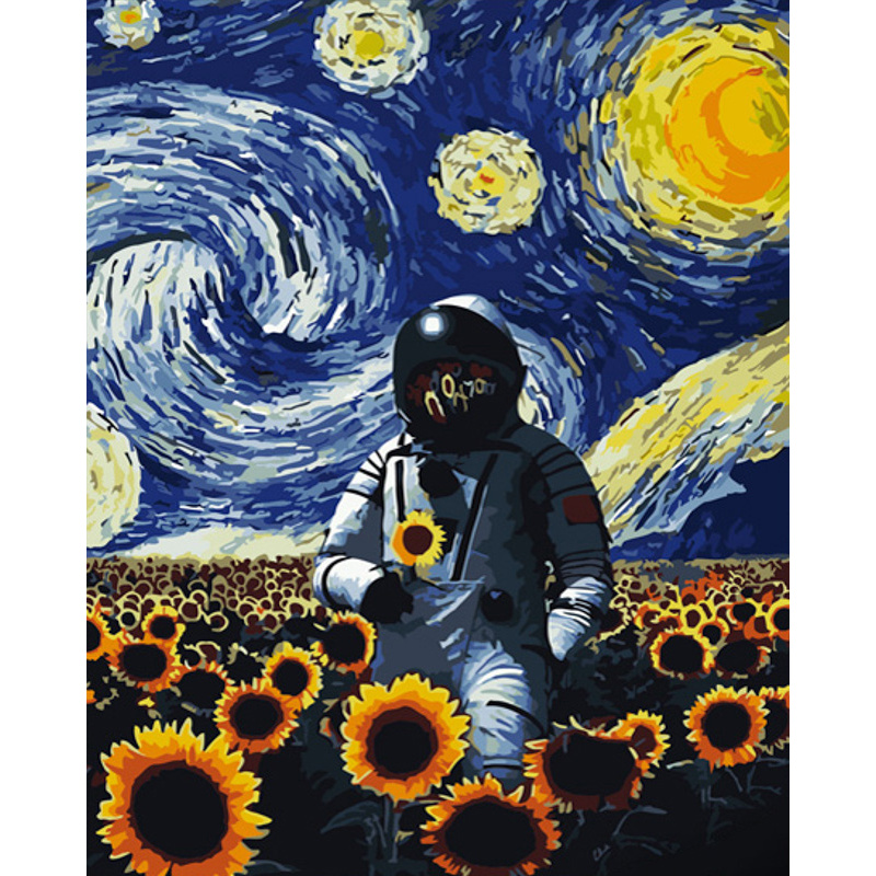 Картина за номерами Strateg ПРЕМІУМ Соняшникове поле розміром 40х50 см (GS678)