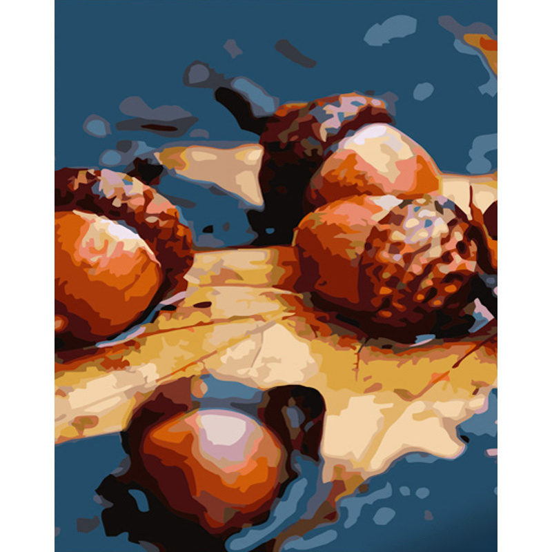 Картина за номерами Strateg ПРЕМІУМ Осінні жолуді розміром 40х50 см (GS679)