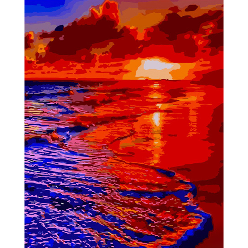 Картина за номерами Strateg ПРЕМІУМ Червоні хвилі розміром 40х50 см (GS691)