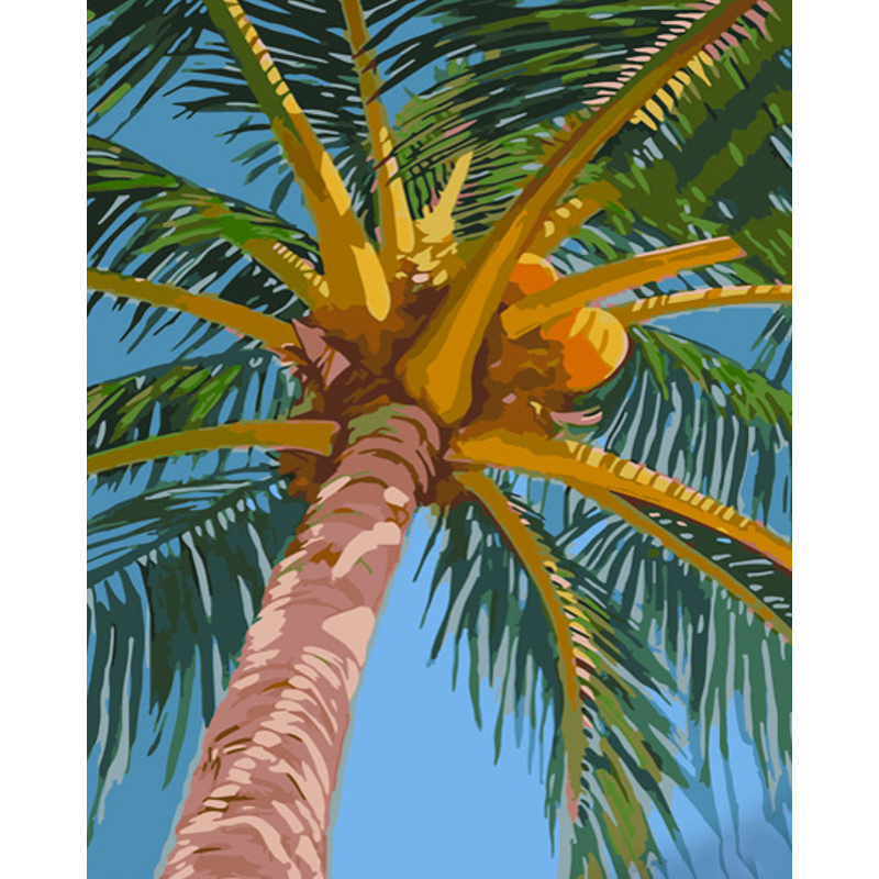 Картина за номерами Strateg ПРЕМІУМ Кокоси на пальмі розміром 40х50 см (GS712)